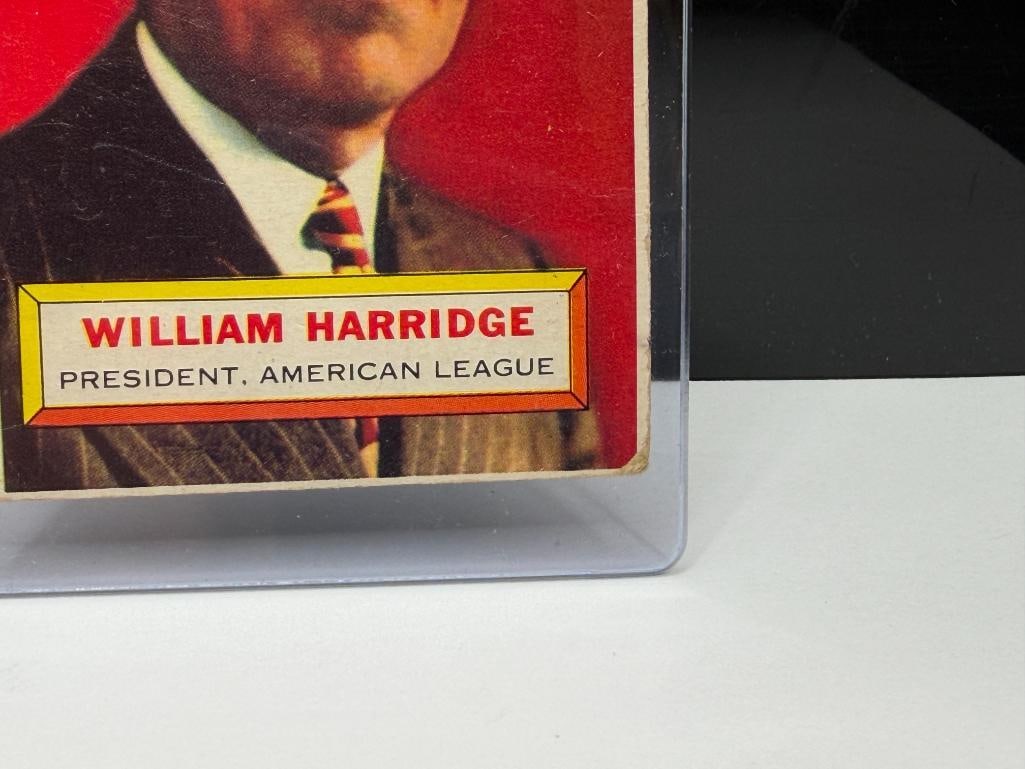 1956 TOPPS #1 WILLIAM HARRIDGE BASEBALL CARD - 5