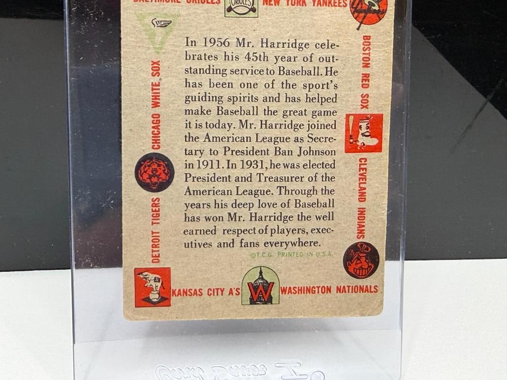 1956 TOPPS #1 WILLIAM HARRIDGE BASEBALL CARD - 8