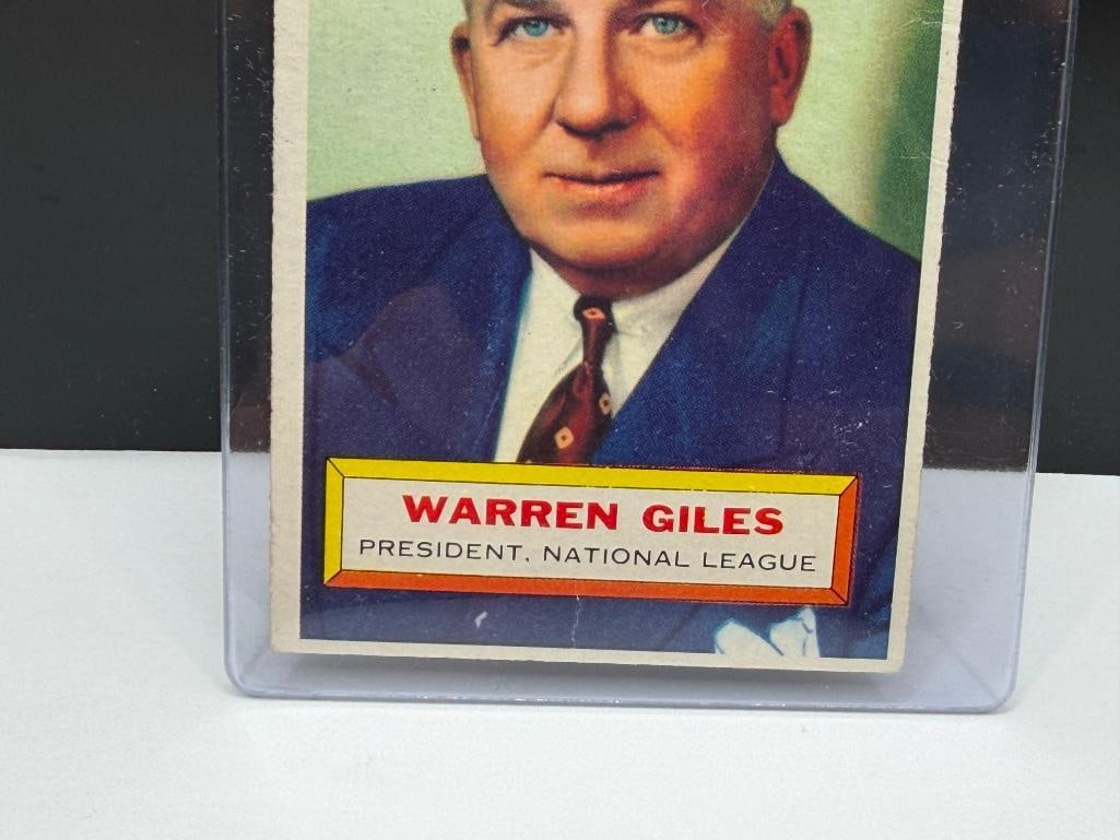 1956 TOPPS #2 WARREN GILES BASEBALL CARD - 3