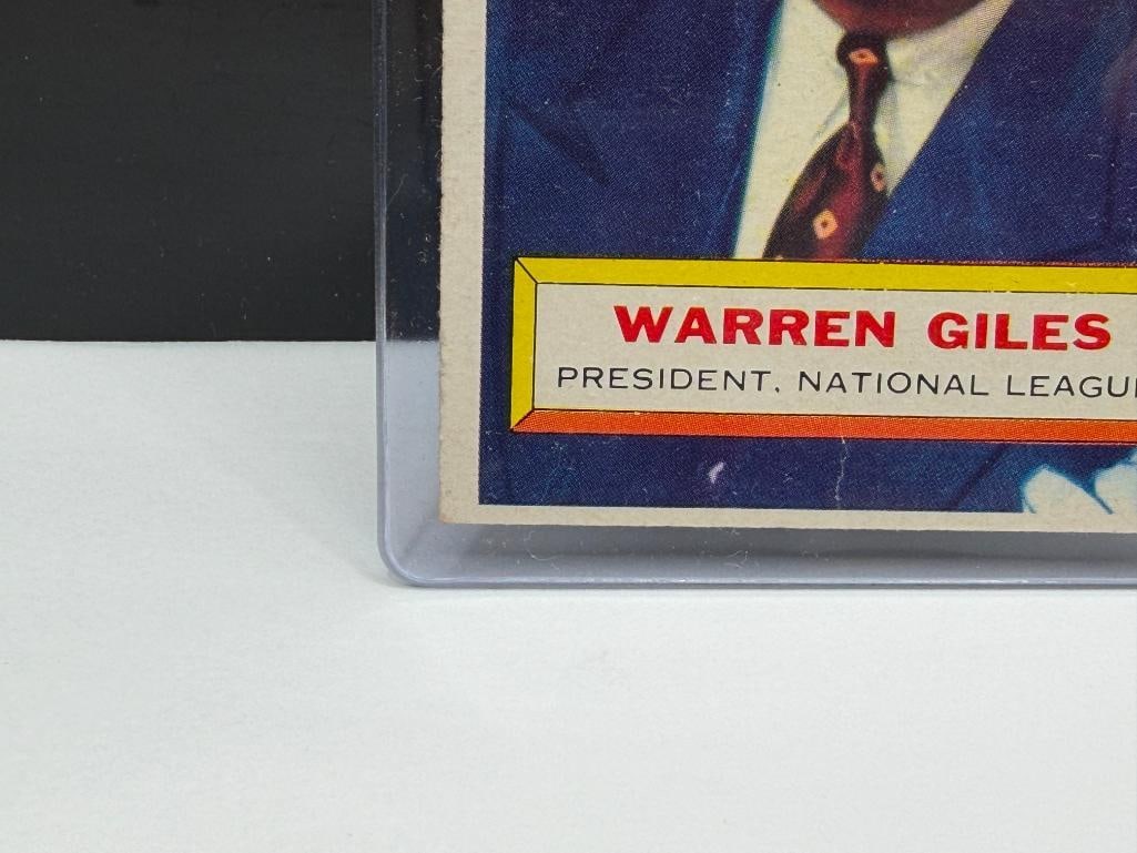 1956 TOPPS #2 WARREN GILES BASEBALL CARD - 4