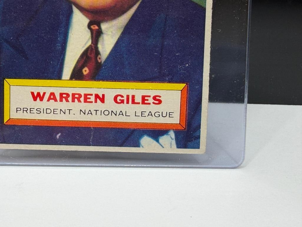 1956 TOPPS #2 WARREN GILES BASEBALL CARD - 5