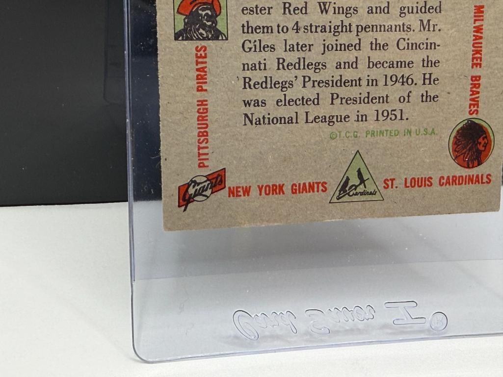 1956 TOPPS #2 WARREN GILES BASEBALL CARD - 9