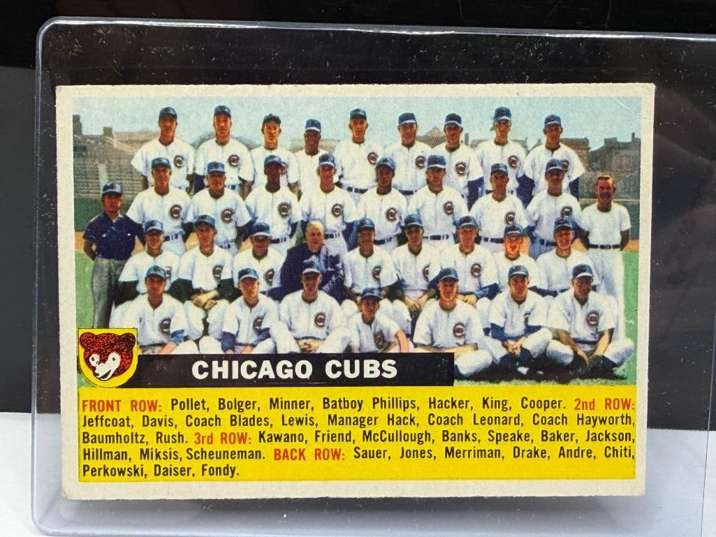 1956 TOPPS #11 CHICAGO CUBS TEAM BASEBALL CARD - 2