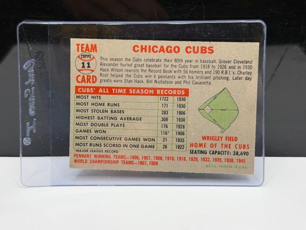 1956 TOPPS #11 CHICAGO CUBS TEAM BASEBALL CARD - 6