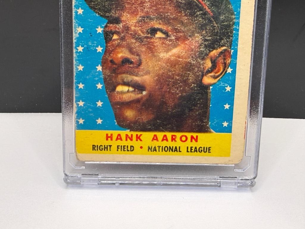 1958 TOPPS #488 HANK AARON BASEBALL CARD - 3