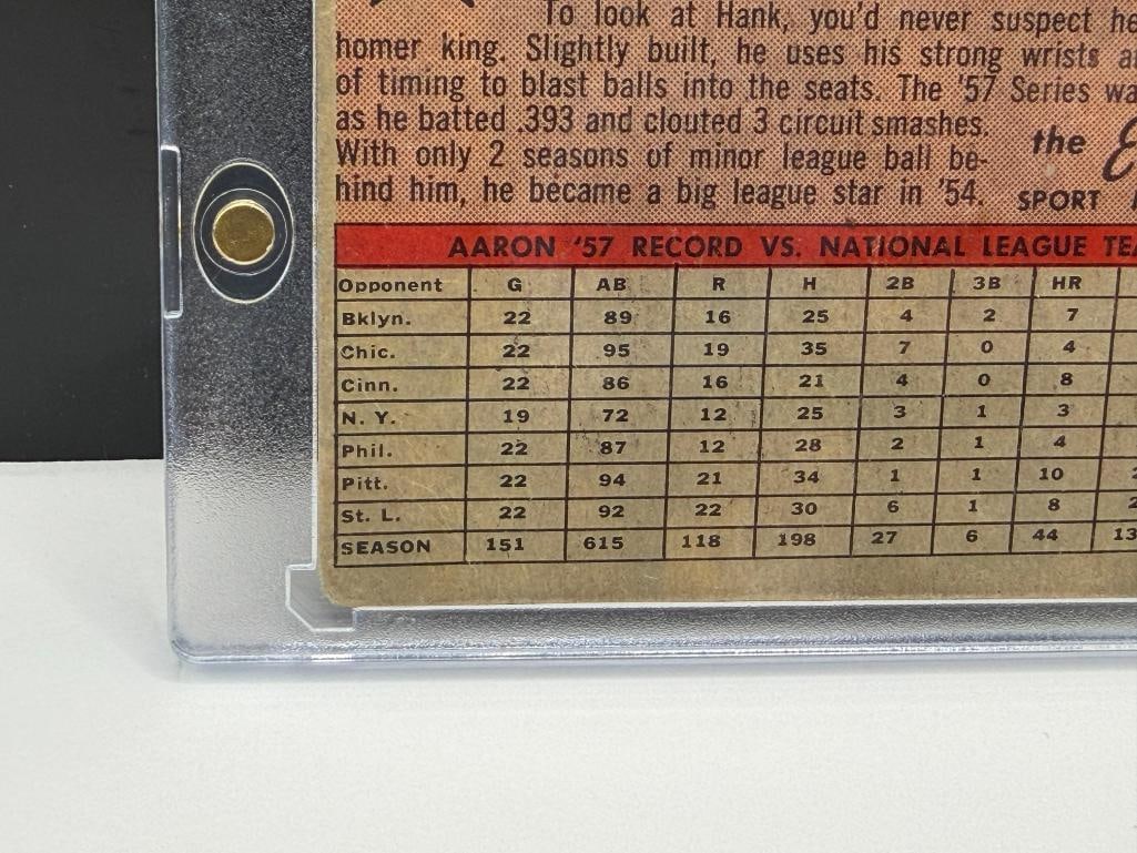 1958 TOPPS #488 HANK AARON BASEBALL CARD - 8