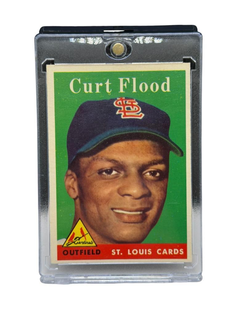 1958 TOPPS #464 CURT FLOOD BASEBALL CARD: CURTIS FLOOD, ST. LOUIS CARDINALS, RARE CARD, SEE PHOTOS OF CONDITION, FROM THE ESTATE OF A LOCAL RENO, NV DOCTOR AT RENOWN WHO RAN BIG LEAGUE SPORTS MEDICINE BASEBALL CAMP FOR NEARLY 20 YEARS,
