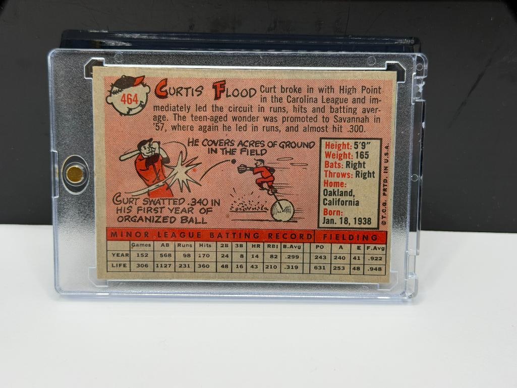 1958 TOPPS #464 CURT FLOOD BASEBALL CARD - 6
