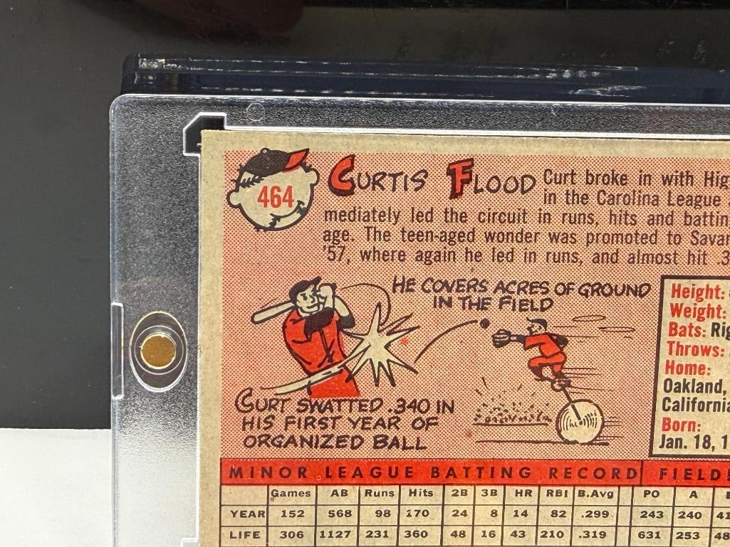 1958 TOPPS #464 CURT FLOOD BASEBALL CARD - 7