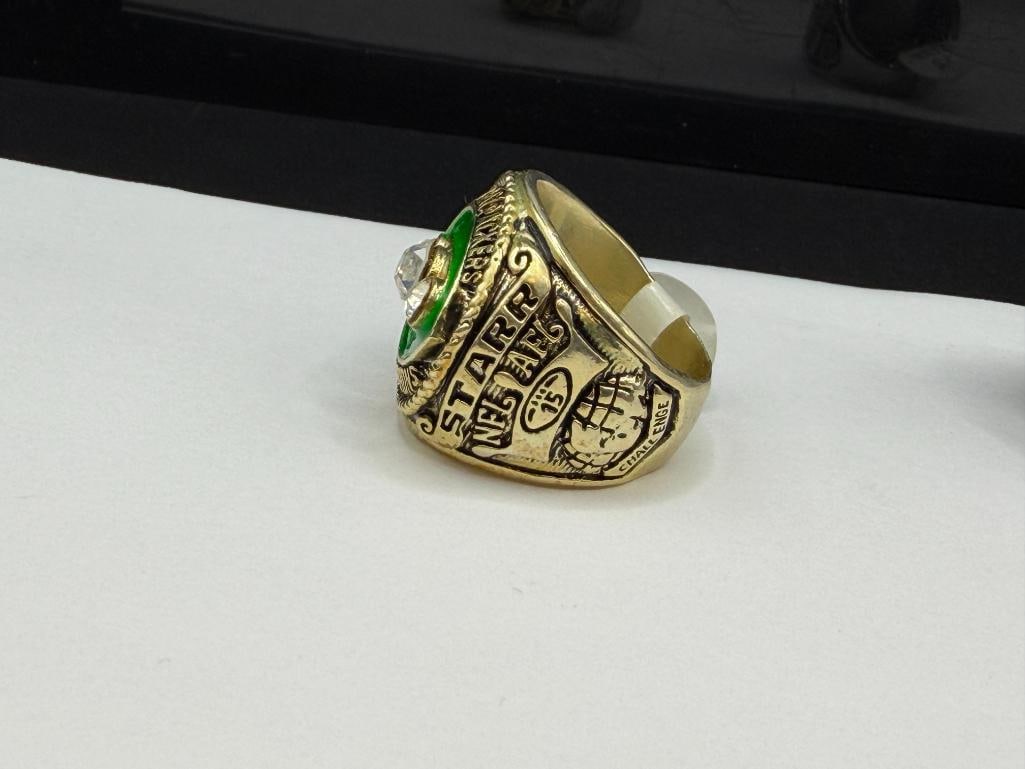TWO GREEN BAY PACKERS NFL SUPER BOWL REPLICA RINGS INCLUDING BART STARR AND AARON RODGERS - 5