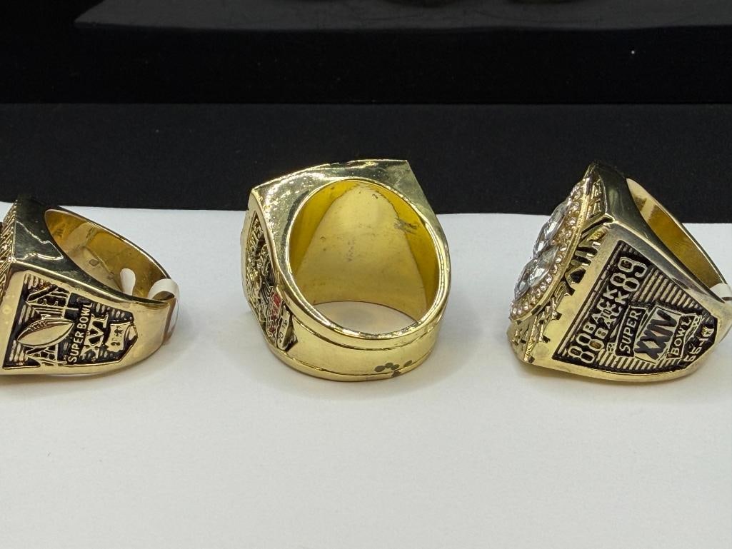 THREE SAN FRANCISCO 49ERS SUPER BOWL REPLICA RINGS INCLUDING JOE MONTANA AND JERRY RICE - 10