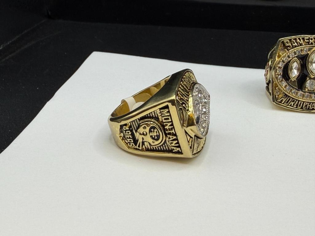 THREE SAN FRANCISCO 49ERS SUPER BOWL REPLICA RINGS INCLUDING JOE MONTANA AND JERRY RICE - 3