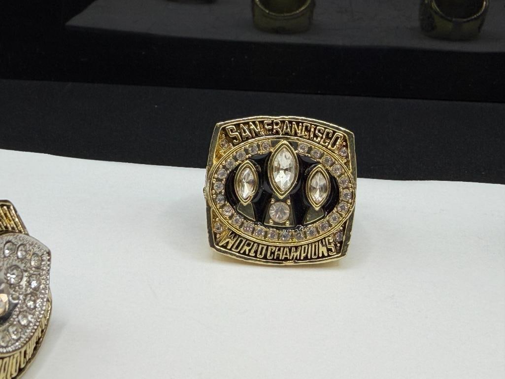 THREE SAN FRANCISCO 49ERS SUPER BOWL REPLICA RINGS INCLUDING JOE MONTANA AND JERRY RICE - 4