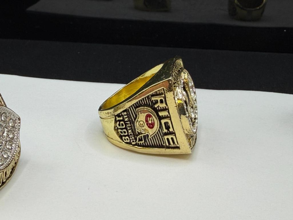 THREE SAN FRANCISCO 49ERS SUPER BOWL REPLICA RINGS INCLUDING JOE MONTANA AND JERRY RICE - 5