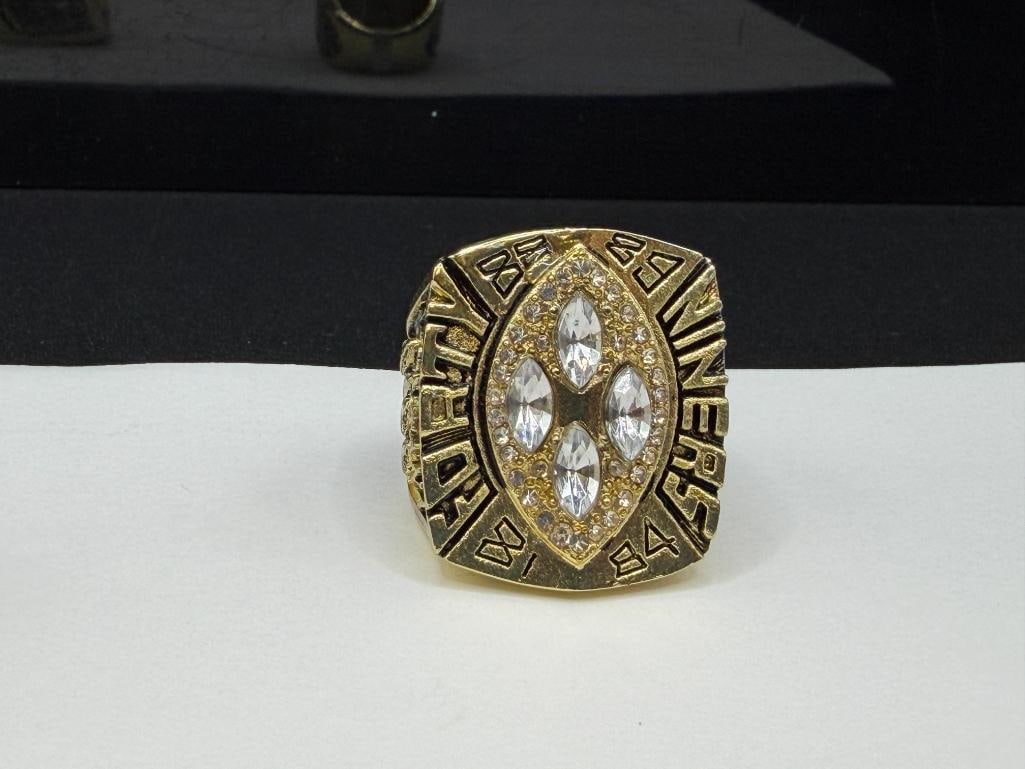 THREE SAN FRANCISCO 49ERS SUPER BOWL REPLICA RINGS INCLUDING JOE MONTANA AND JERRY RICE - 6