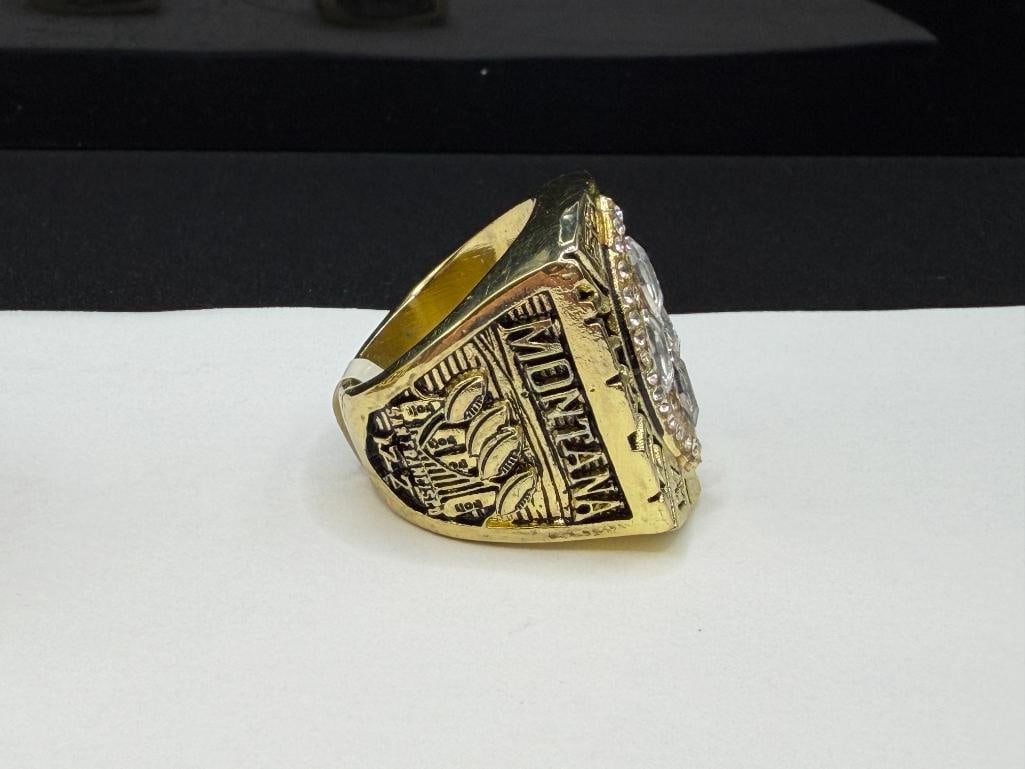 THREE SAN FRANCISCO 49ERS SUPER BOWL REPLICA RINGS INCLUDING JOE MONTANA AND JERRY RICE - 7