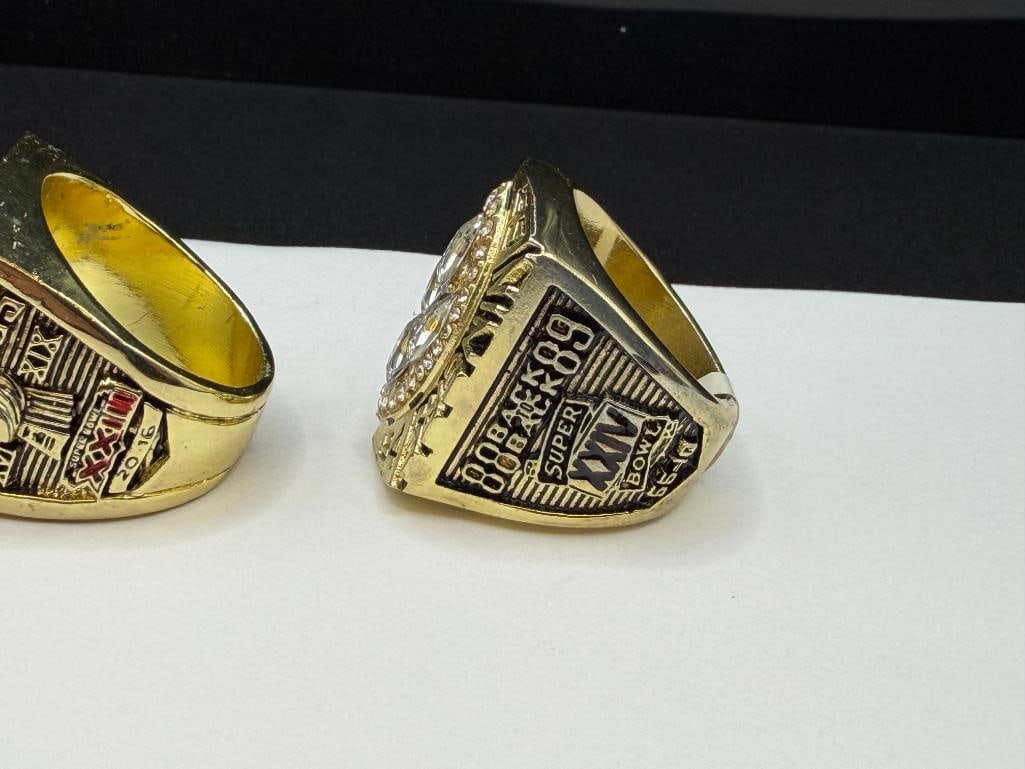 THREE SAN FRANCISCO 49ERS SUPER BOWL REPLICA RINGS INCLUDING JOE MONTANA AND JERRY RICE - 9