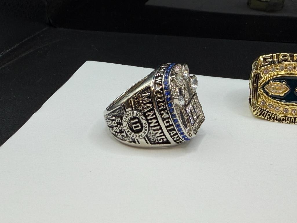 THREE NEW YORK GINATS NFL SUPER BOWL CHAMPIONSHIP REPLICA RINGS INCLUDING ELI MANNINGS AND L. TAY... - 3