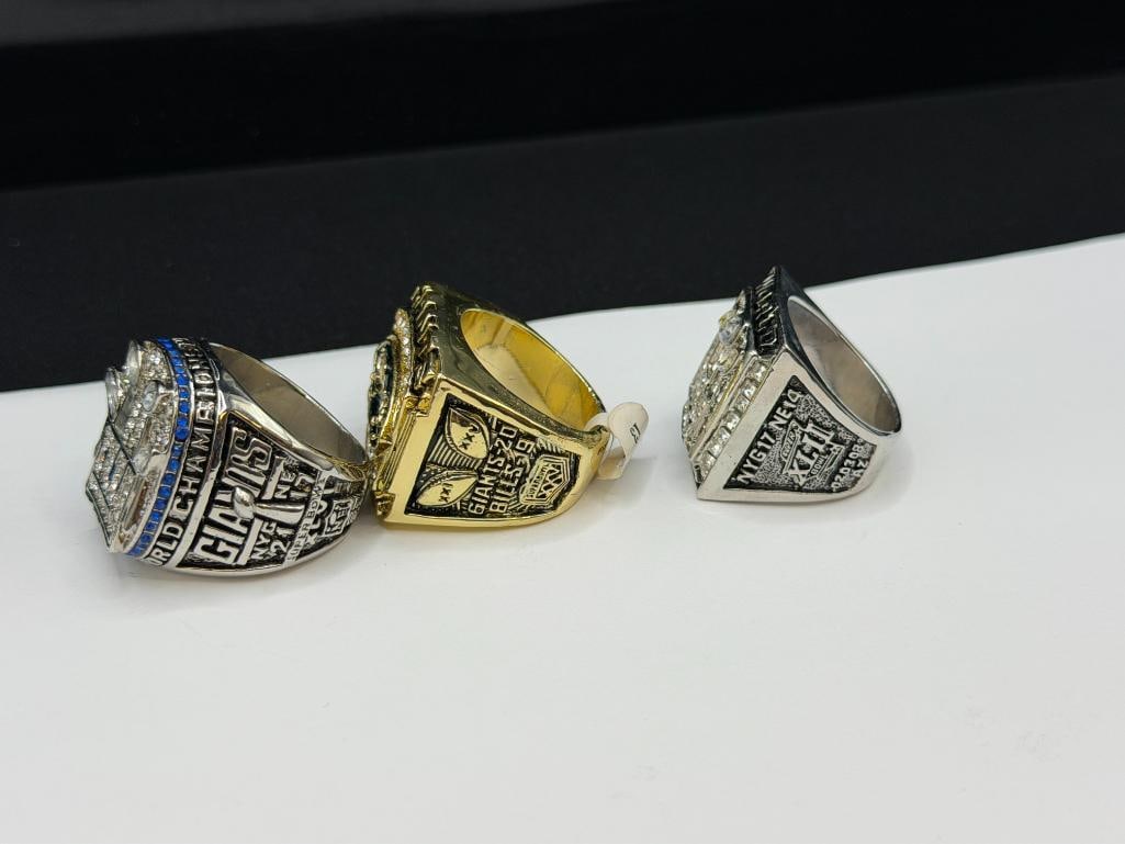 THREE NEW YORK GINATS NFL SUPER BOWL CHAMPIONSHIP REPLICA RINGS INCLUDING ELI MANNINGS AND L. TAY... - 8