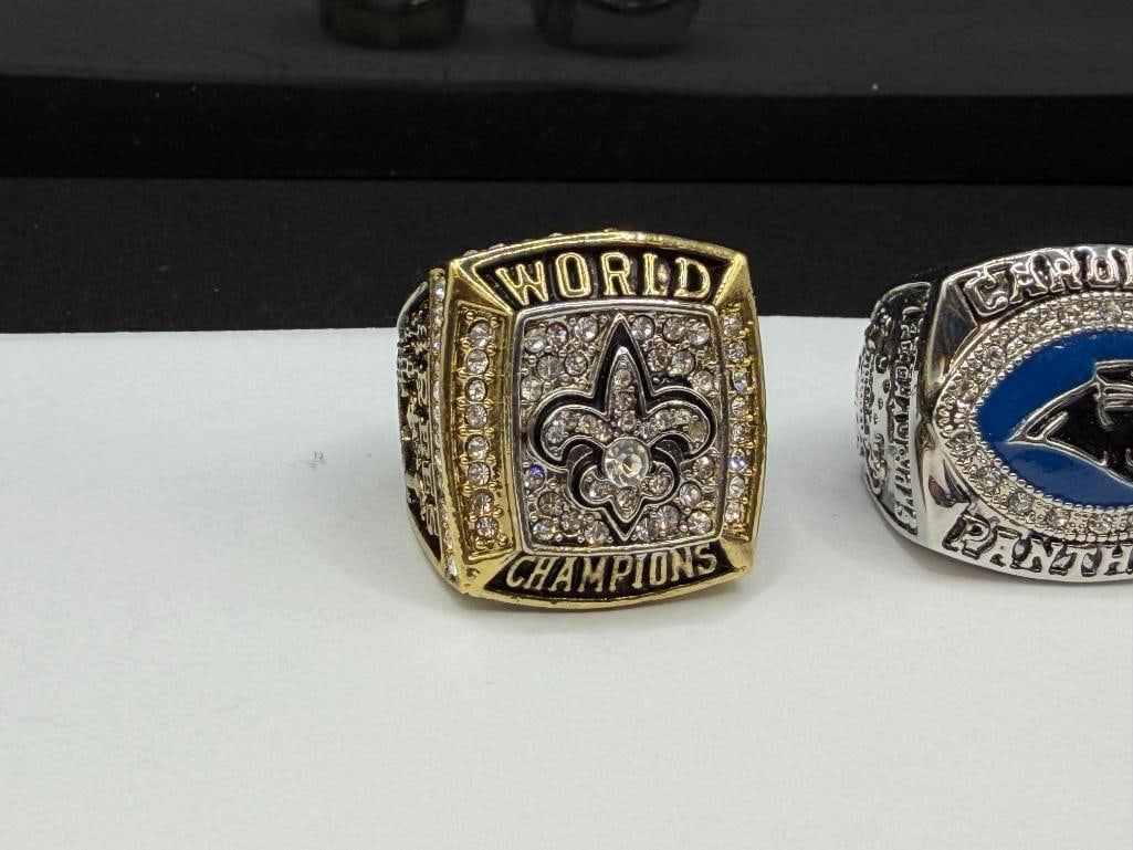 TWO NFL CHAMPIONSHIP REPLICA RINGS INCLUDING CAROLINA PAN THERS AND NEW ORLEANS SAINTS - 2