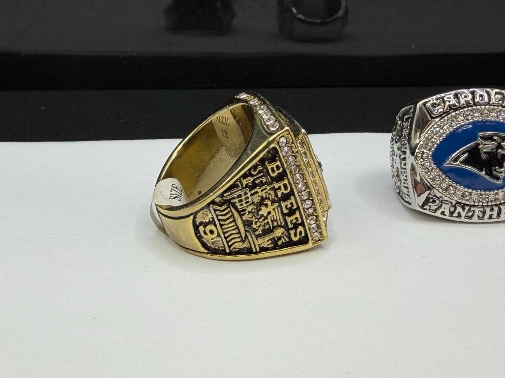 TWO NFL CHAMPIONSHIP REPLICA RINGS INCLUDING CAROLINA PAN THERS AND NEW ORLEANS SAINTS - 3