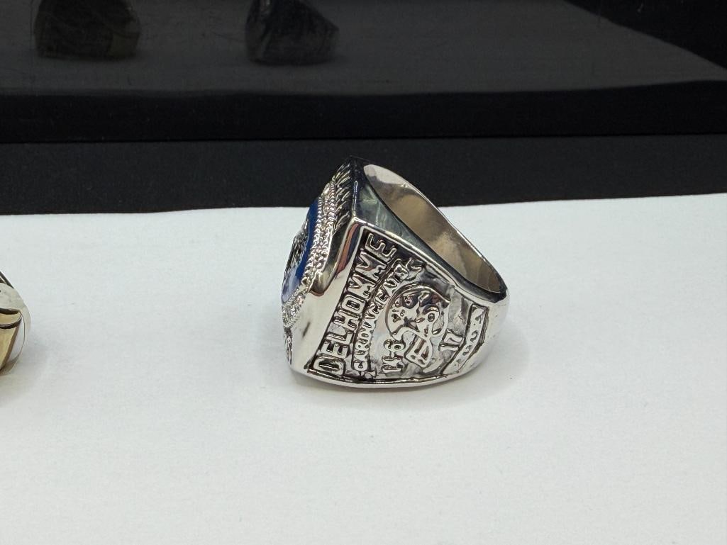 TWO NFL CHAMPIONSHIP REPLICA RINGS INCLUDING CAROLINA PAN THERS AND NEW ORLEANS SAINTS - 7