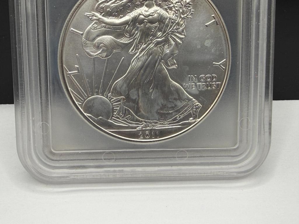 2011 U.S. AMERICAN SILVER EAGLE .999 FINE SILVER DOLLAR ICG MS70 25TH ANNIVERSARY - 4