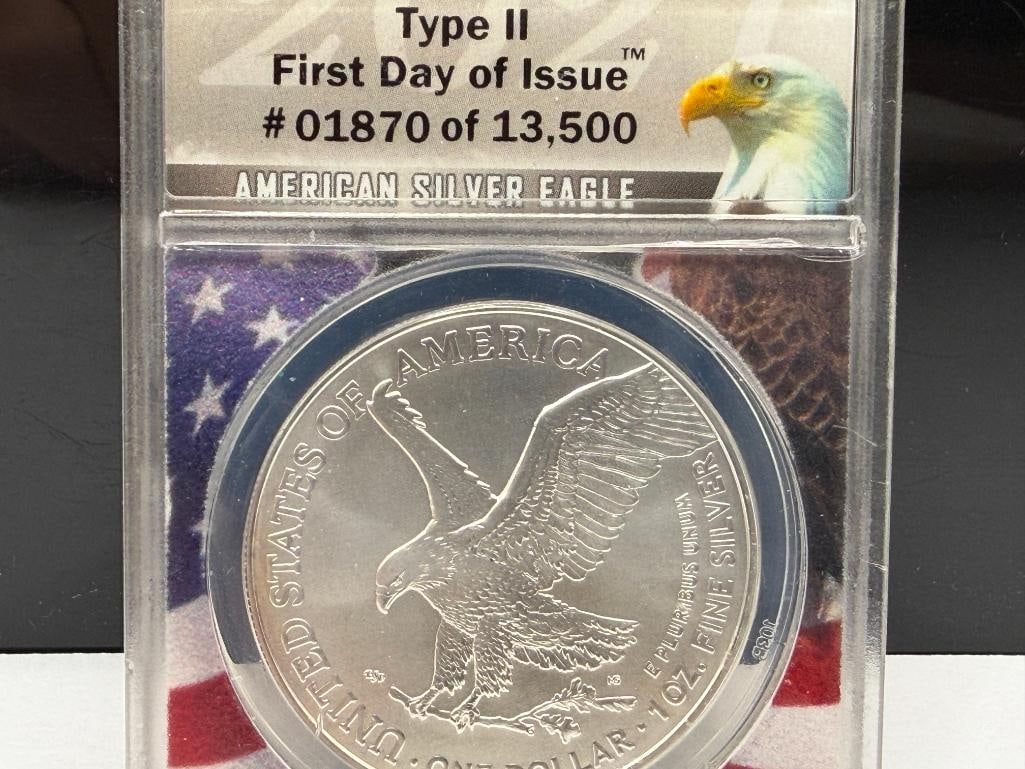 2021 U.S. AMERICAN SILVER EAGLE .999 FINE SILVER DOLLAR ANACS MS70 TYPE II - 3