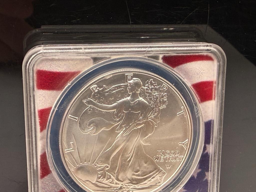 2021 U.S. AMERICAN SILVER EAGLE .999 FINE SILVER DOLLAR ANACS MS70 TYPE II - 8