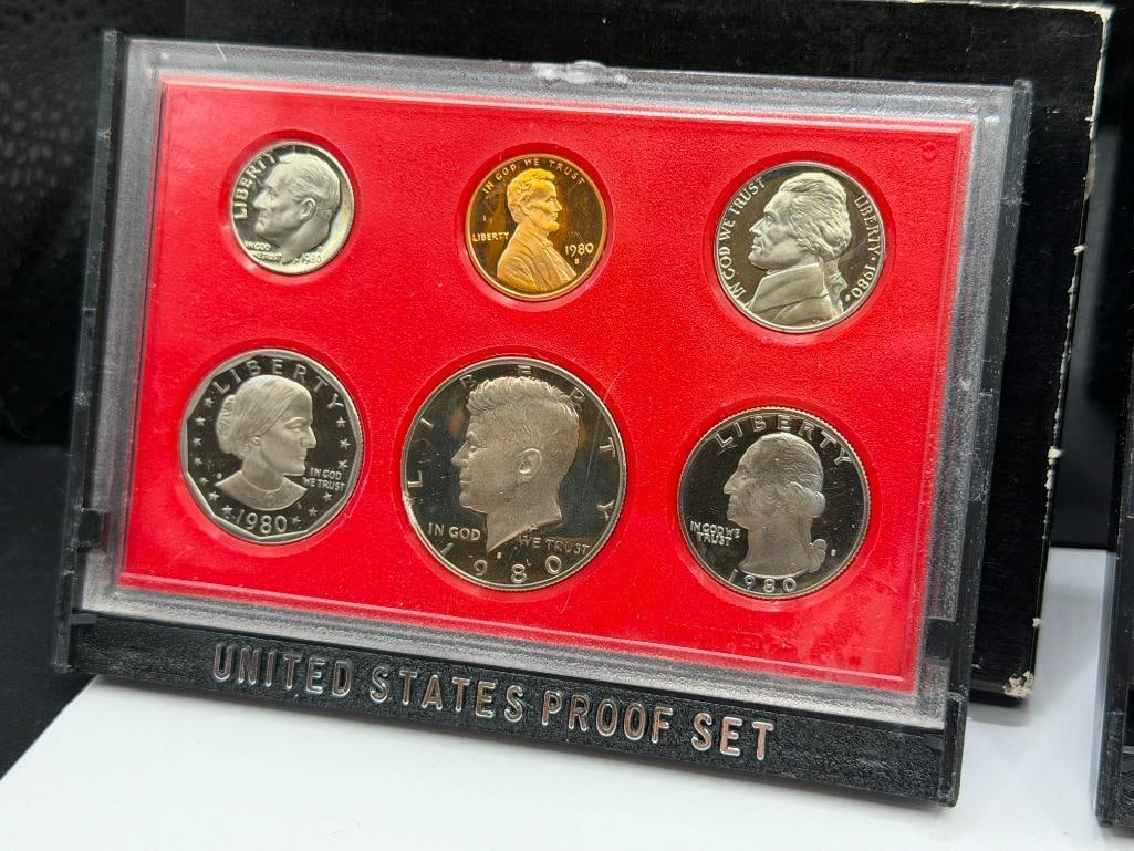 1974 AND TWO 1980 U.S. PROOF SETS FEATURING SIX COINS EACH AND SAN FRANCISCO MINT MARKS - 10