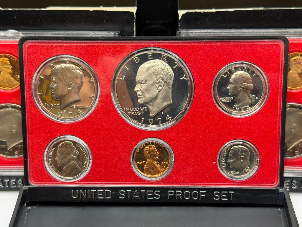 1974 AND TWO 1980 U.S. PROOF SETS FEATURING SIX COINS EACH AND SAN FRANCISCO MINT MARKS - 2