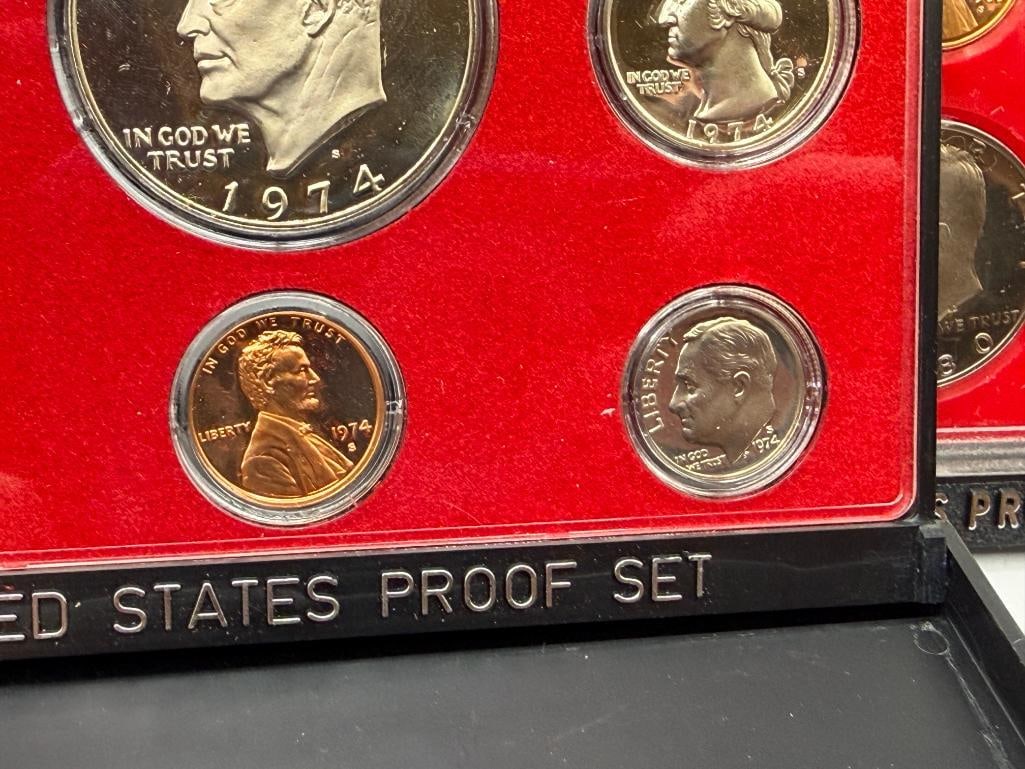 1974 AND TWO 1980 U.S. PROOF SETS FEATURING SIX COINS EACH AND SAN FRANCISCO MINT MARKS - 4