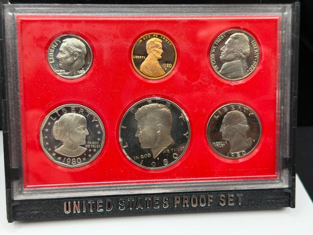 1974 AND TWO 1980 U.S. PROOF SETS FEATURING SIX COINS EACH AND SAN FRANCISCO MINT MARKS - 7