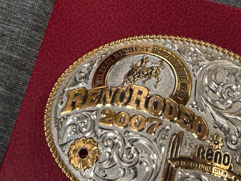 2007 RENO RODEO LIMITED EDITION BEJEWELED AND ENGRAVED BELT BUCKLE BY GIST SILVERSMITHS NO. 239/500 - 3