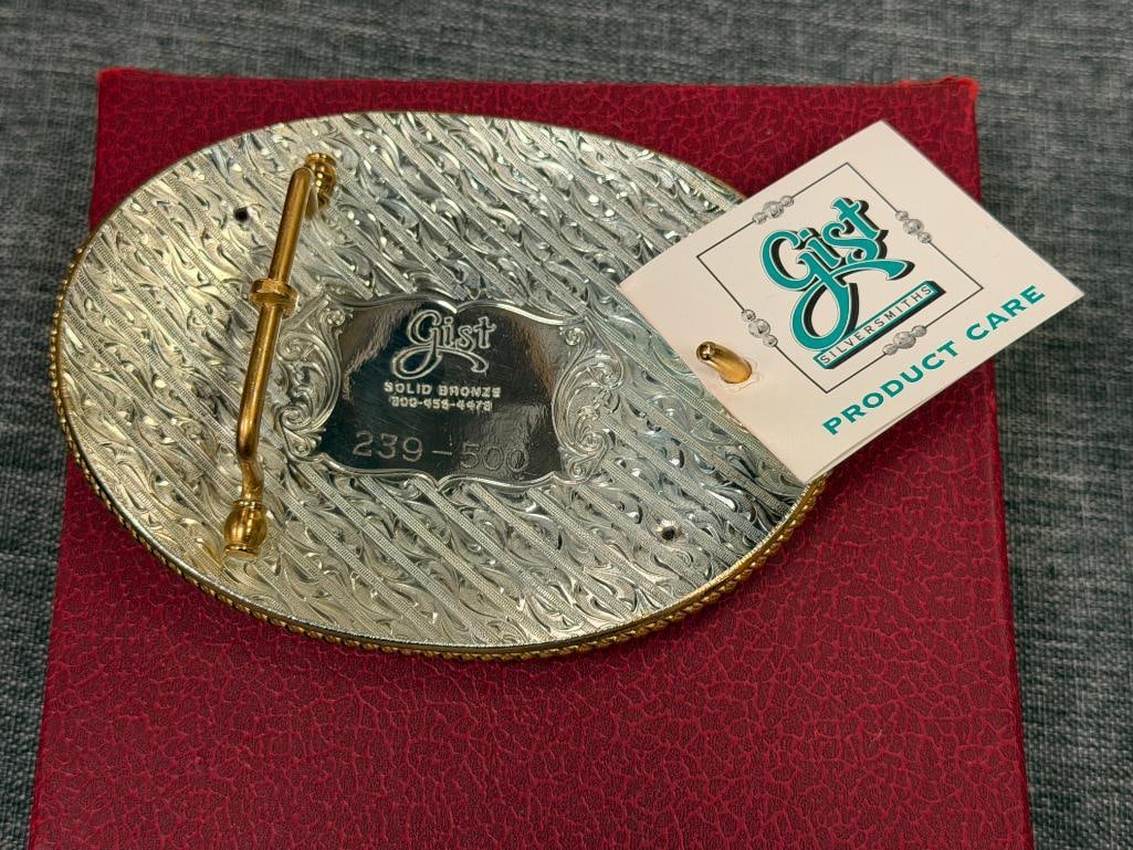 2007 RENO RODEO LIMITED EDITION BEJEWELED AND ENGRAVED BELT BUCKLE BY GIST SILVERSMITHS NO. 239/500 - 5
