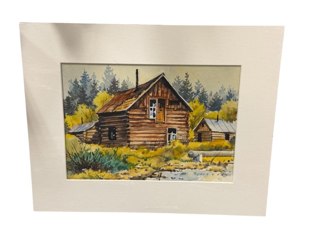 LYLE V. BALL PROLIFIC RENO, NV ARTIST ORIGINAL WATERCOLO PAINTING HOPE, ALASKA CABIN (1 of 5)