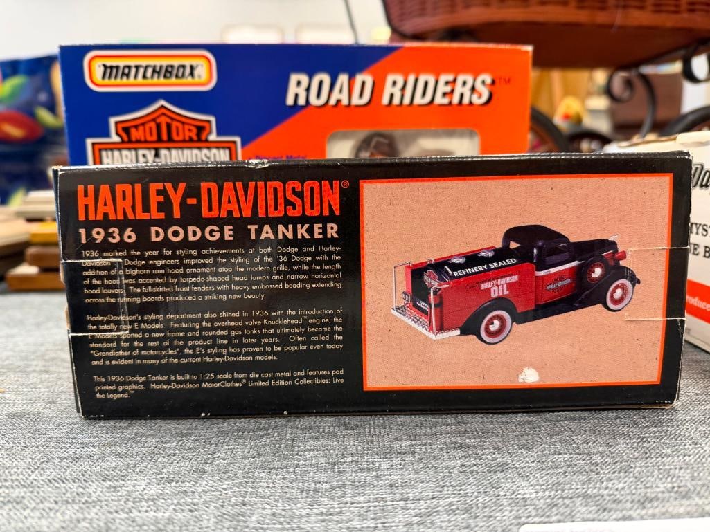 ASSORTED HARLEY-DAVIDSON THEMED DIE CAST CARS AND PLANE - 13