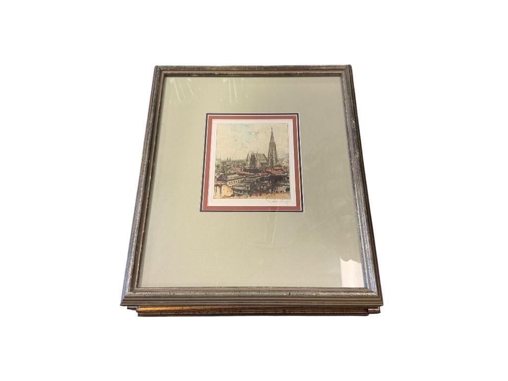 SET OF FOUR MID-CENTURY COLORED ETCHINGS BY AUSTRIAN ARTIST JOSEF EIDENBERGER (1 of 13)