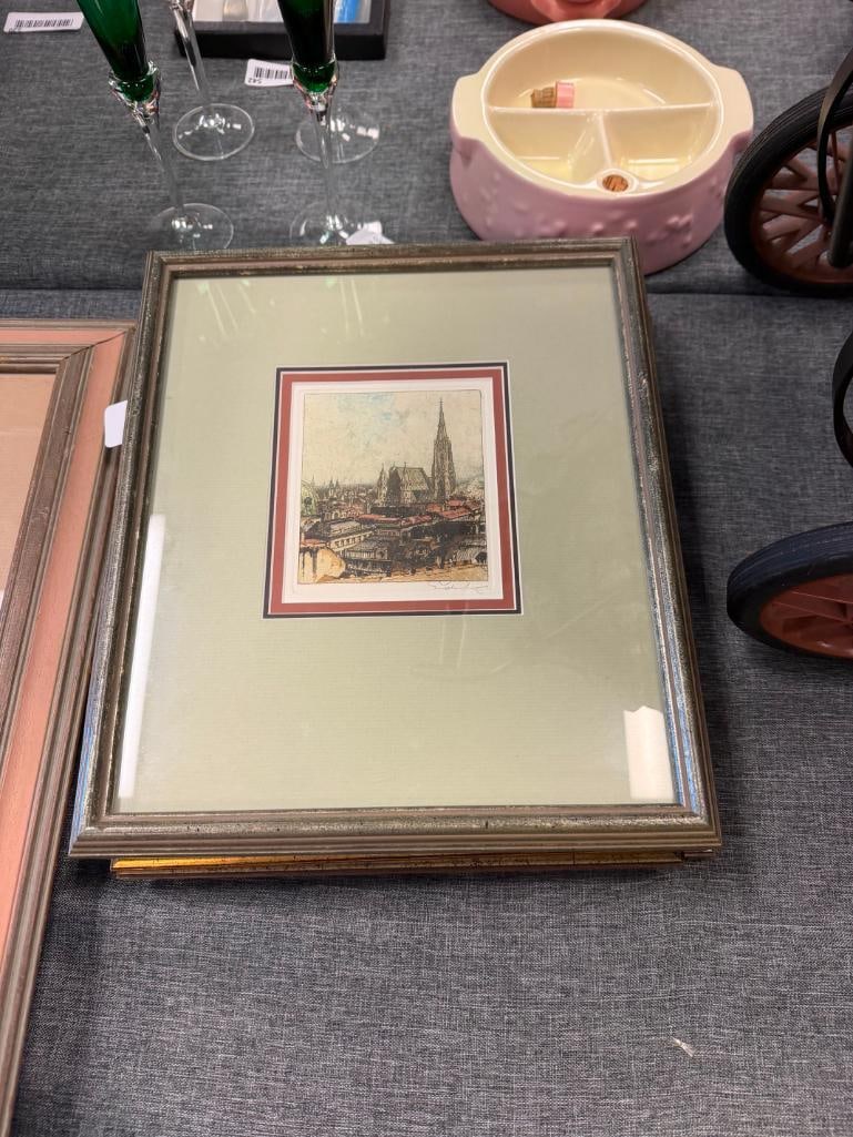 SET OF FOUR MID-CENTURY COLORED ETCHINGS BY AUSTRIAN ARTIST JOSEF EIDENBERGER - 3