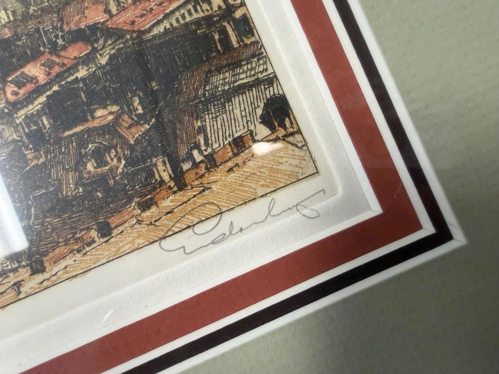 SET OF FOUR MID-CENTURY COLORED ETCHINGS BY AUSTRIAN ARTIST JOSEF EIDENBERGER - 5