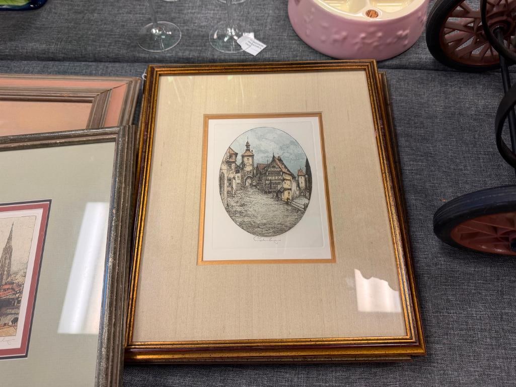 SET OF FOUR MID-CENTURY COLORED ETCHINGS BY AUSTRIAN ARTIST JOSEF EIDENBERGER - 6