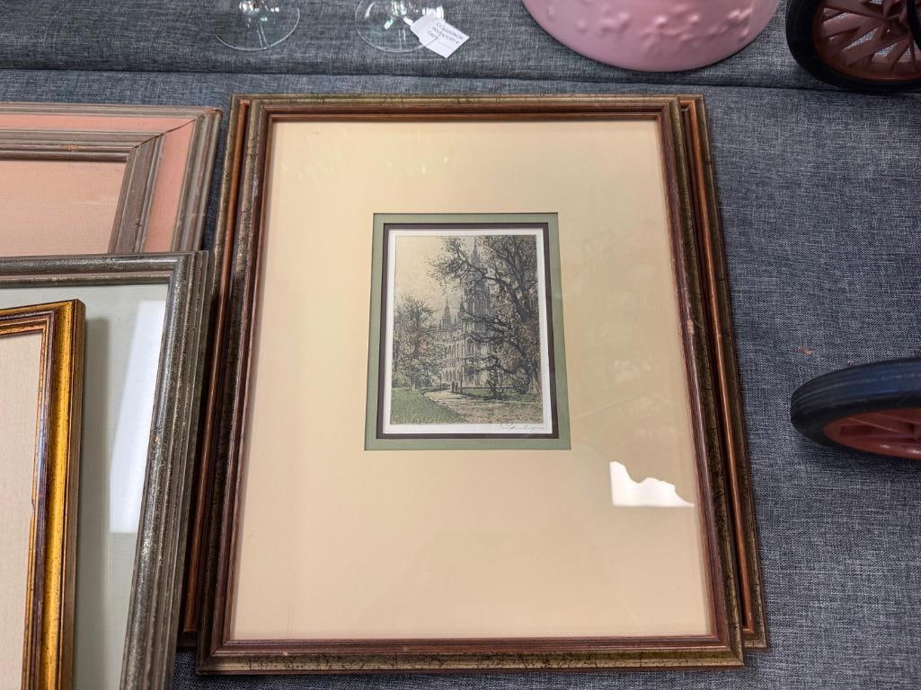 SET OF FOUR MID-CENTURY COLORED ETCHINGS BY AUSTRIAN ARTIST JOSEF EIDENBERGER - 9