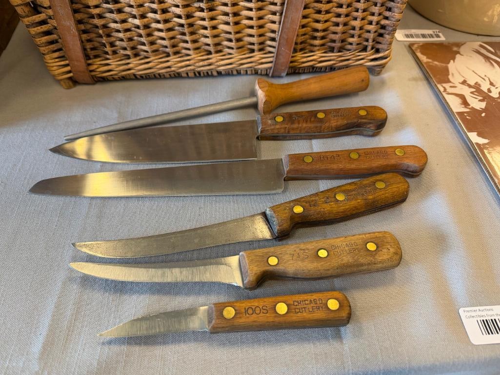VINTAGE CHICAGO CUTLERY CHEF / KITCHEN KNIVES AND HONING STEEL 42S, BT43, 72-2, 74S, 100S - 2
