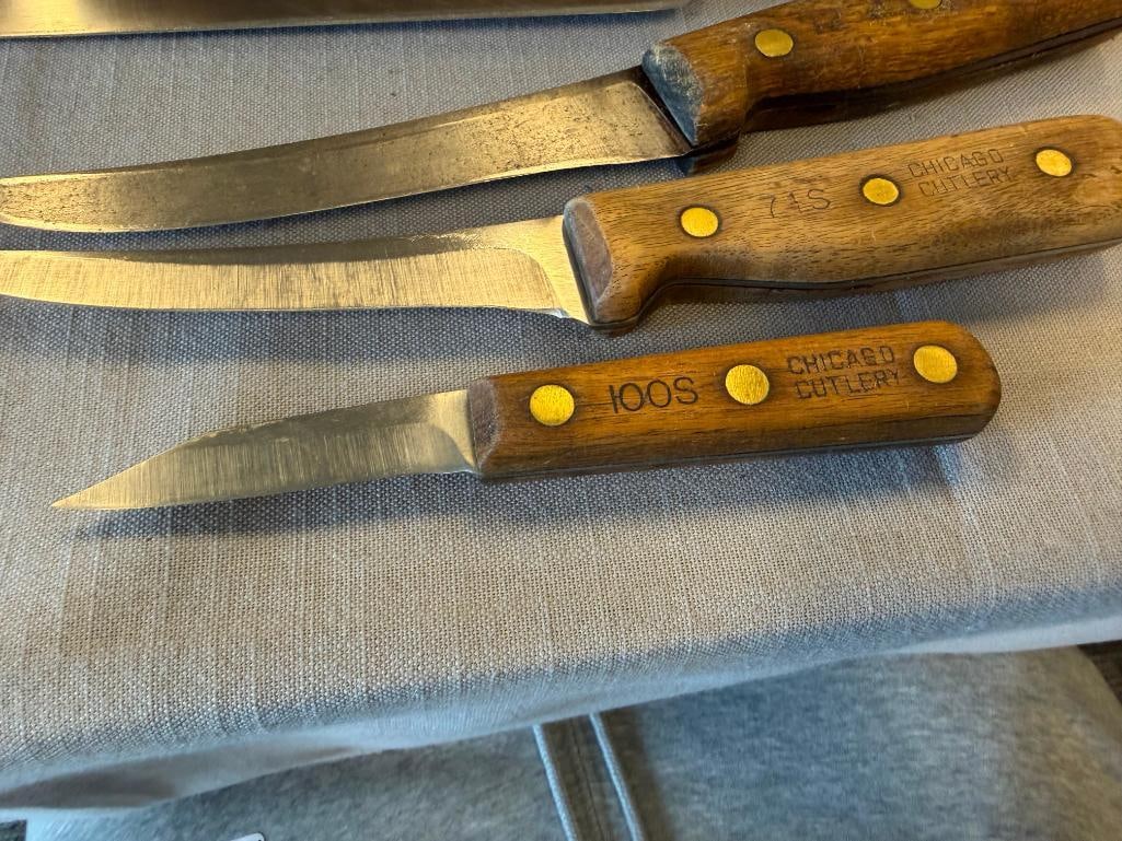 VINTAGE CHICAGO CUTLERY CHEF / KITCHEN KNIVES AND HONING STEEL 42S, BT43, 72-2, 74S, 100S - 3