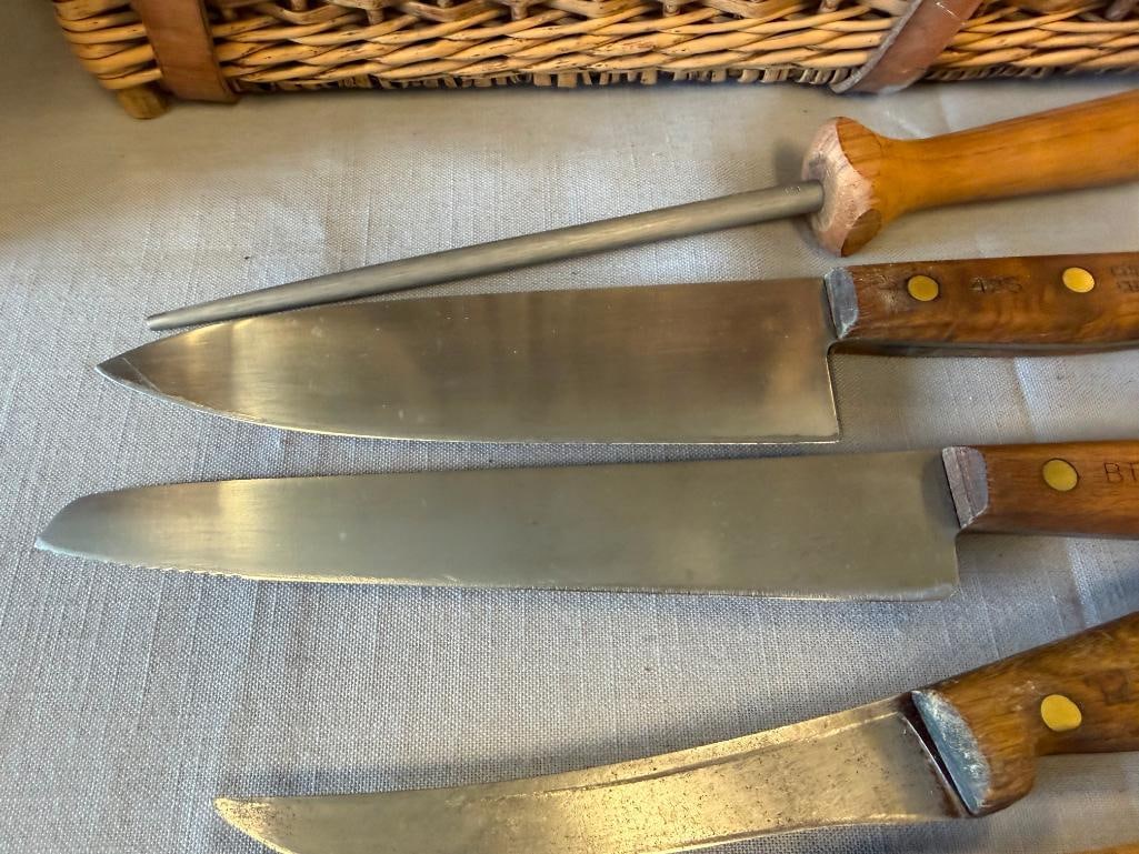 VINTAGE CHICAGO CUTLERY CHEF / KITCHEN KNIVES AND HONING STEEL 42S, BT43, 72-2, 74S, 100S - 7