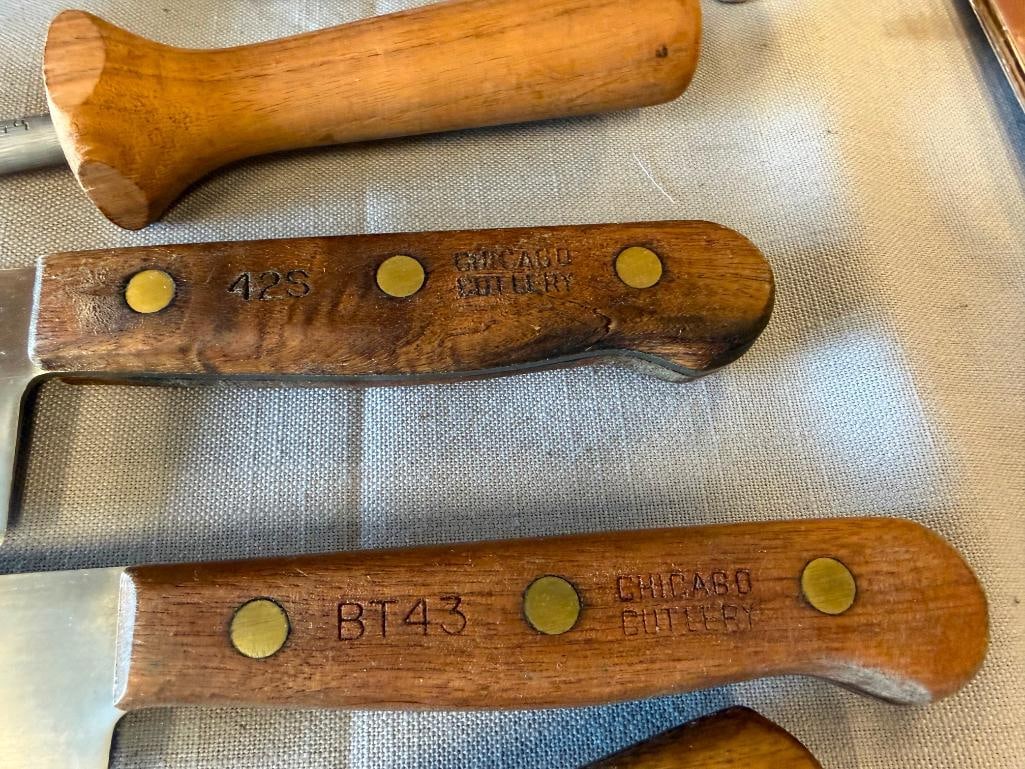 VINTAGE CHICAGO CUTLERY CHEF / KITCHEN KNIVES AND HONING STEEL 42S, BT43, 72-2, 74S, 100S - 8