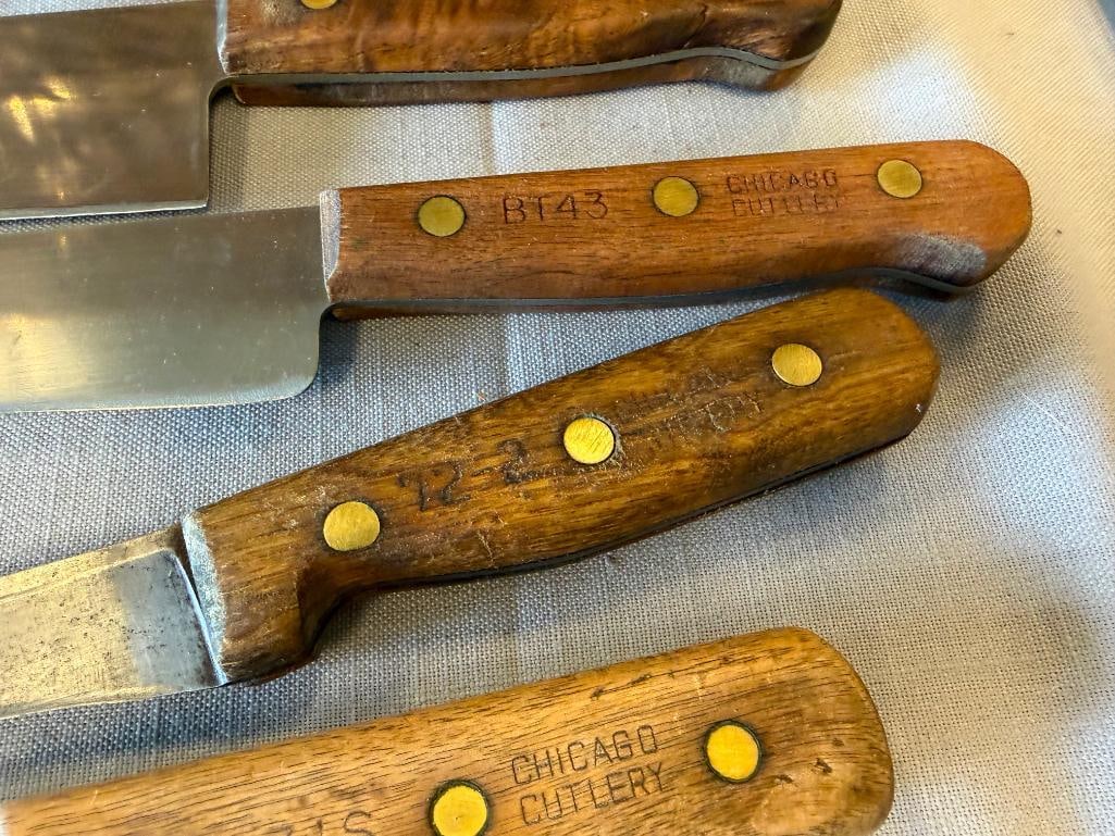 VINTAGE CHICAGO CUTLERY CHEF / KITCHEN KNIVES AND HONING STEEL 42S, BT43, 72-2, 74S, 100S - 9