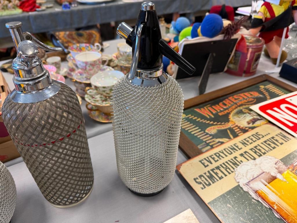 THREE VINTAGE SELTZER SODA SIPHON BOTTLES INCLUDING CZECHO MADE SPARKLE'S - 12