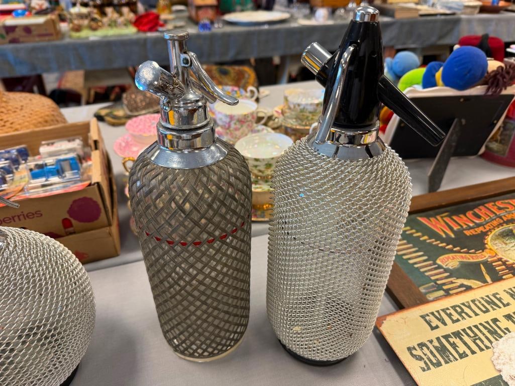 THREE VINTAGE SELTZER SODA SIPHON BOTTLES INCLUDING CZECHO MADE SPARKLE'S - 6