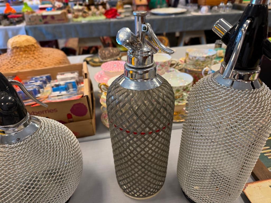 THREE VINTAGE SELTZER SODA SIPHON BOTTLES INCLUDING CZECHO MADE SPARKLE'S - 7
